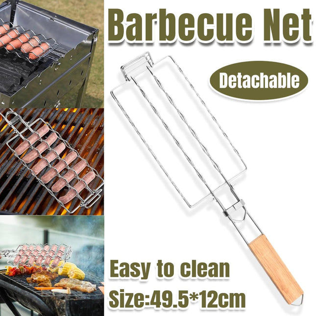 Portable Sausage Grill Net BBQ Tool Hot Dog Grill Holder Cooking Basket BBQ Rack
