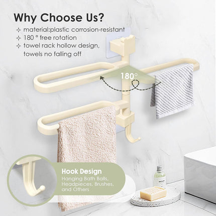 Punch-free Towel Rack Basic Model Rotatable Multi-rod Bathroom Toilet Towel Hang