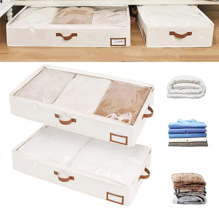 Under Bed Storage Bag 2PCS Foldable Wardrobe Clothes Quilt Organiser 80x45x15cm