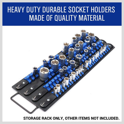 Socket Rack 4 Row 1/4 3/8 1/2 Drive Rail Wall Mounted Tool Holder