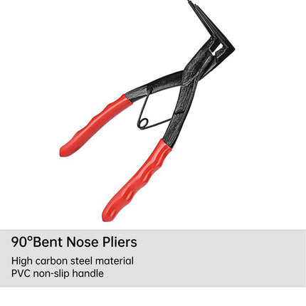 Spring Long Nose 90 Degree Bent Retaining Snap Ring Plier Clip Circlip Removal Tool