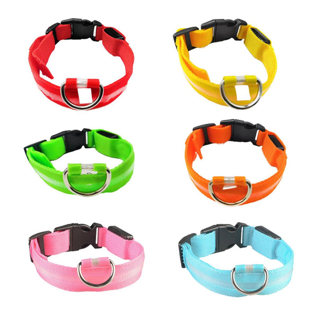 S Size USB Rechargeable LED Dog Collar with Glowing Nylon Strap for Night Visibility