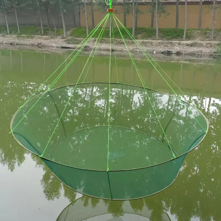 Open Folding Fishing Net Round Fishnet Portable Fish Pocket for Outdoor Angling
