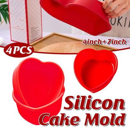 4pcs Simple Love Silicone Cake Moulds Baking Molds for Cupcakes and Desserts