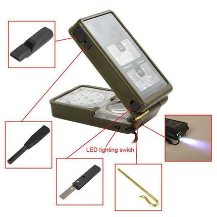 10 in 1 Multifunctional Compass for Outdoor Survival Hiking Camping Navigation