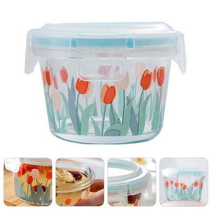 2pcs Glass Food Lunch Box Portable Fresh Seal Storage Container for Meal