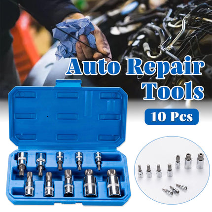10pcs Socket Set Auto Repair Tool Socket Wrench Ratchet Driver Mechanic Tool Kit