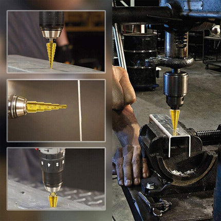3X Large HSS Steel Step Cone Drill Titanium Bit Set Hole Cutter 4-12/20/32mm