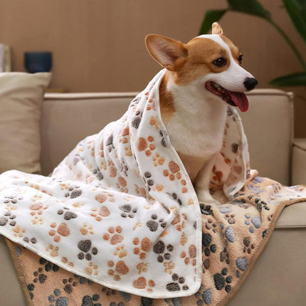 Small Pet Mat Paw Print Cat Dog Puppy Fleece Soft Pet Blanket Bed Cushion