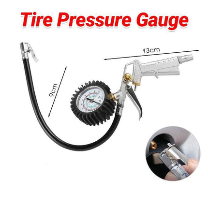 New Tyre Pressure Gauge Air Tire Inflator Meter Car Pump Hose Compressor 220 Psi - Aimall