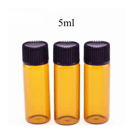 5pcs 2ml-5ml Amber Glass Orifice Reducer Bottles Sample Vial Dram Essential Oils