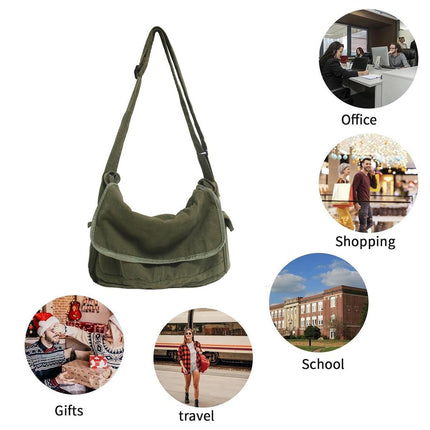 Green Messenger Shoulder Bag for Men Women Casual Work Travel and Daily Use
