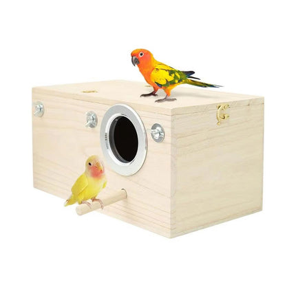 Wooden Breeding Box for Pet Parrot Outdoor Hatching Cage Nesting Box Habitat