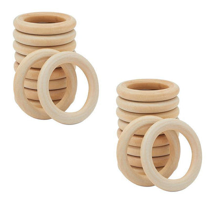 10-30pcs Unfinished Natural Wooden Round Ring Jewelry Making DIY Wood Craft 40mm - Aimall