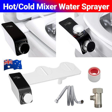 Bidet Toilet Seat Dual Nozzles Self-Cleaning Wash Hot Cold Mixer Water Sprayer