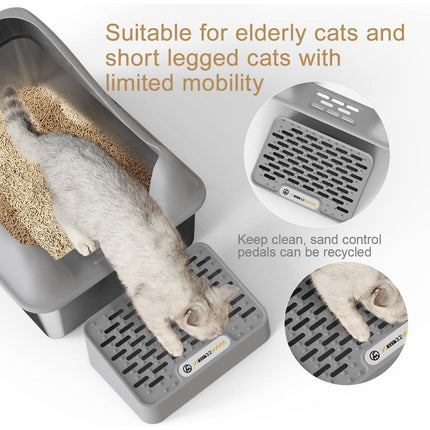 Stainless Steel Litter Box Durable Cat Litter Pan Open Design for Easy Cleaning