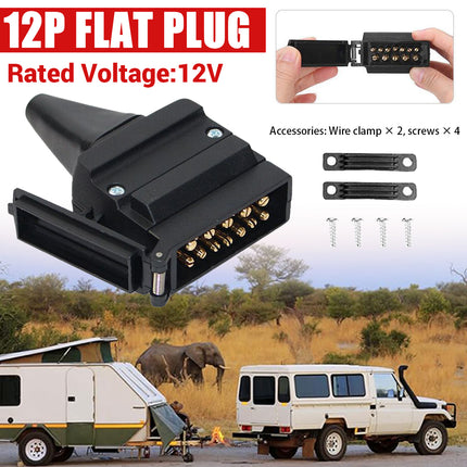 12 Pin Trailer Plug Heavy Duty Weatherproof for Caravan Truck Boat Tow Vehicle
