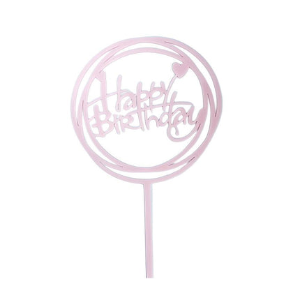 Happy Birthday Acrylic Cake Topper Cake Decoration Golden Silver Party - Aimall