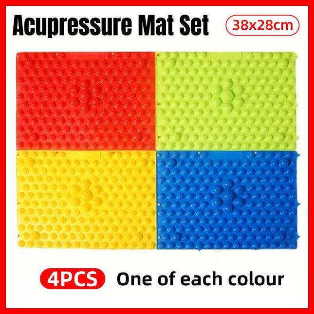 4PCS Shiatsu Foot Massage Pad Reflexology Board Foot Care Relaxation Mat