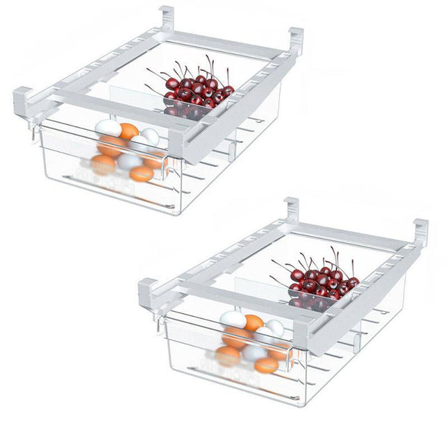 2Pcs Lecluse Refrigerator Storage Rack Fridge Organizer Drawer Egg Kitchen Box