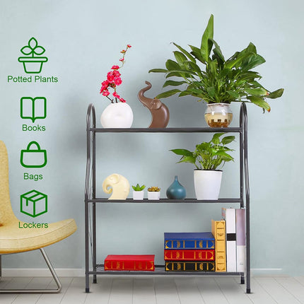 Metal Plant Stand 3 Tier Shelf Indoor Outdoor Flower Pot Display Rack 83cm