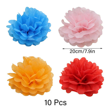 Decorative Paper Flower Balls 10pcs Party Hanging Pom Pom Wedding Event Decor