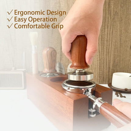 304 Stainless Steel Coffee Tamper Press Non-Slip Handle Even Tamping 51/53/58mm