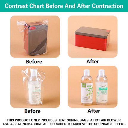 100/200PCS POF Clear POF Heat Shrink Bags for Packaging Sealing Use