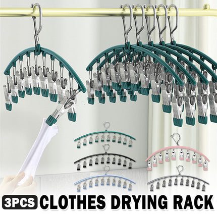 3PCS Windproof Clothes Drying Rack Balcony Hanger Pantyhose Underwear Clips