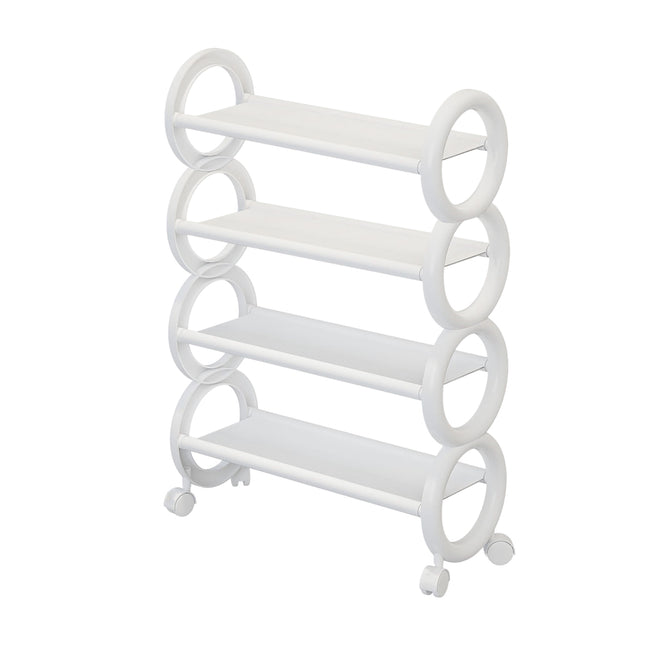 Movable Simple Shoe Rack 4Tier with Wheels for Entryway Hallway Space Saving