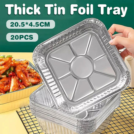 20pcs Aluminium Foil Tray Container BBQ Oven Baking Roasting Tray Takeaway