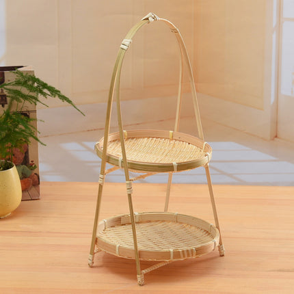 Bamboo Woven Handbasket Round Handle for Snacks Fruits Home Storage Decor