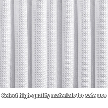 Cold White Waffle Shower Curtain Waterproof Bathroom Curtain Perforation Free