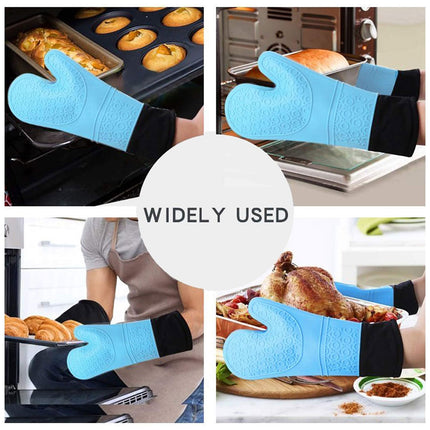 Kitchen Heat Resistant Gloves Pair Cooking Oven Mitts Baking BBQ Insulated Glove