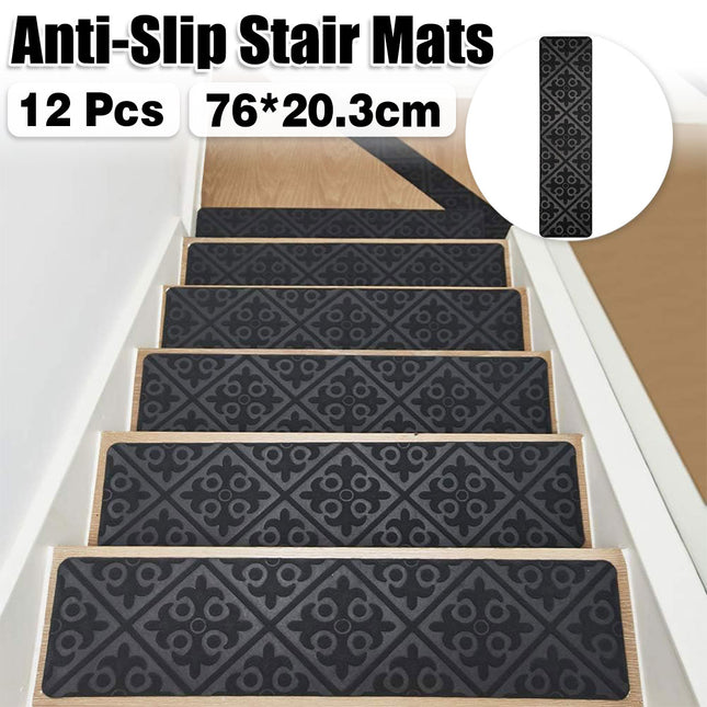 12PCS Non-Slip Carpet Stair Treads Indoor Step Mats for Home Use
