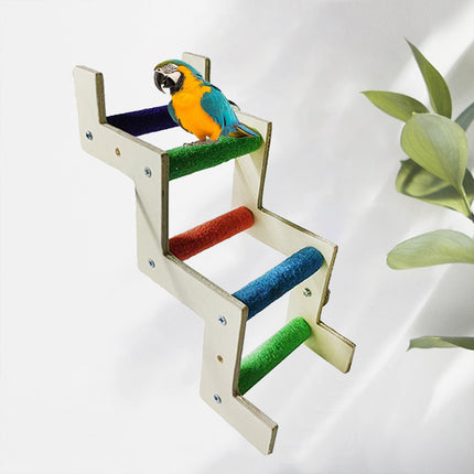 Wooden Parrot Climbing Ladder Swing Toy Claw Grinding Sanded for Small Birds