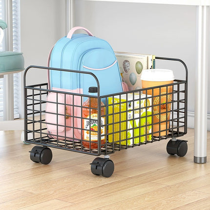 Under-Table Movable Storage Rack with Wheels for Office Home Kitchen Durable