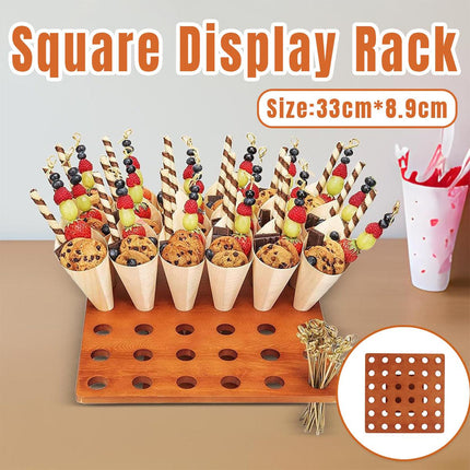 Wooden Square Ice Cream Shelf with Holes Storage Display Rack Wooden Wall Shelf
