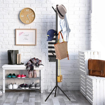 6Hooks Coat Stand Rack Clothes Hanger Hat Tree Jacket Umbrella Storage Organizer