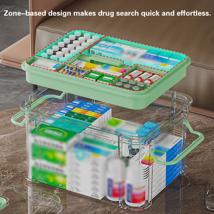 Medicine Storage Box Transparent Multi Layer First Aid 2 Sizes 2 Colours