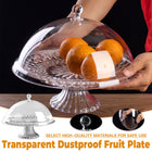 Transparent Fruit Plate with Lid Dustproof Display Stand Pedestal Fruit Bowl for Kitchen