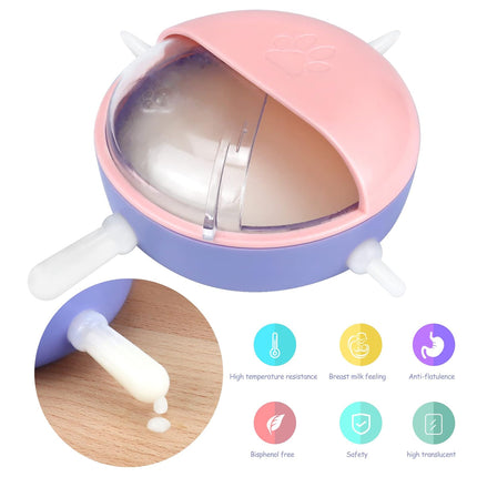 4 Nipples Silicone Puppy Feeder Milk Feeding Bowl Nursing Puppy Bottles Kittens
