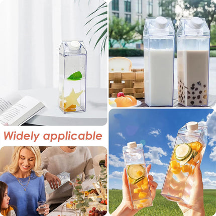 500ml/750ml Large Capacity Portable Clear Plastic Milk Cup Leak Proof with Lid