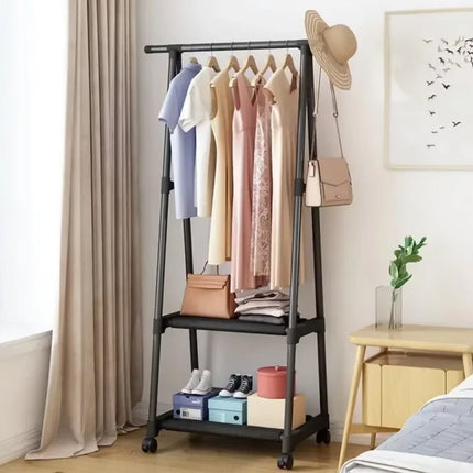 Floor Standing Thickened Triangle Coat Rack Clothes Drying Stable Space Saving