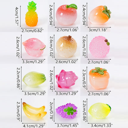 12PCS Creative Mini Fruit Accessories Decor Small Cute Resin Desktop Ornaments