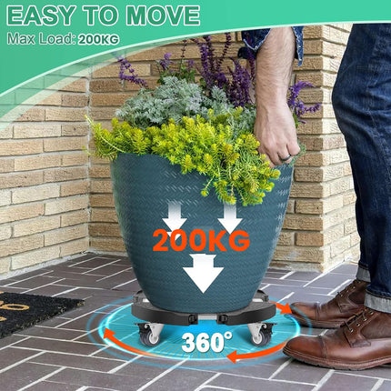Plastic Round Retractable Plant Pot Tray Stand With Wheels Movable Durable