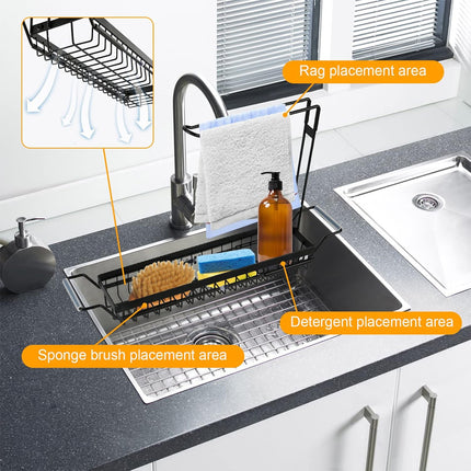 Kitchen Stainless Steel Cloth Rack Sink Retractable Storage Rack Space Saving