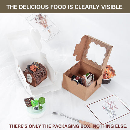 50PCS Cake Packaging Boxes Transparent Window Design 10.2x10.2x6.7cm Durable