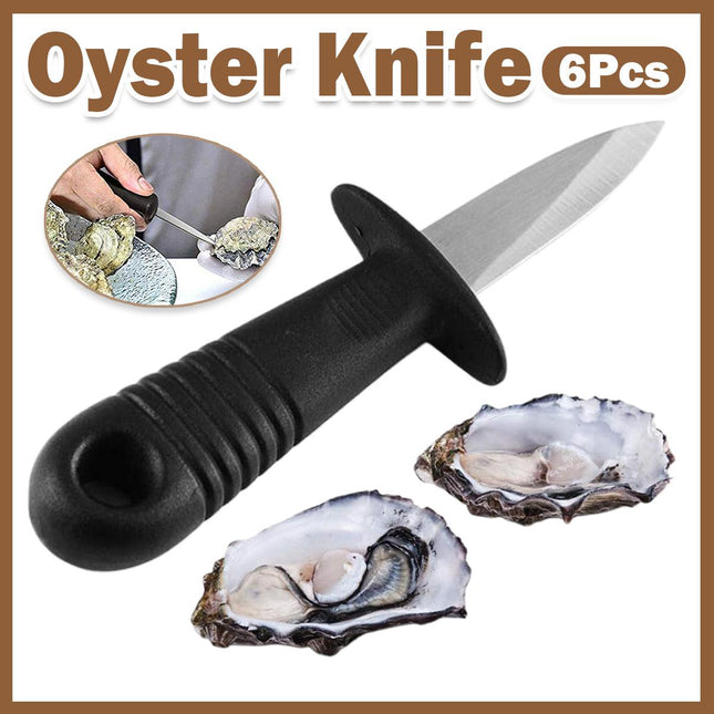 6PCS Stainless Steel Oyster Knife Non Slip Handle Scallop Shell Opener Shucking