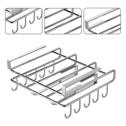 Cabinet Hanging Storage Rack Stainless Steel Silver Kitchen Organiser